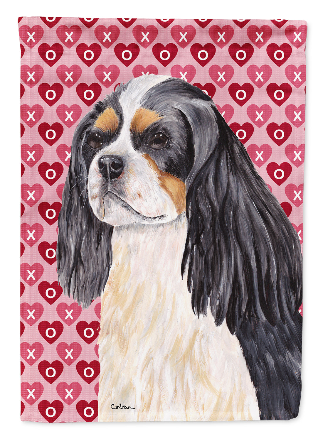 Cavalier Spaniel Hearts Love and Valentine&#39;s Day  Flag Canvas House Size  the-store.com.