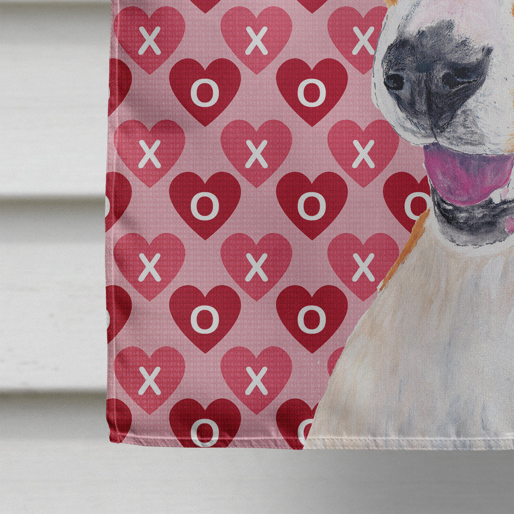 Basenji Hearts Love and Valentine's Day Portrait Flag Canvas House Size  the-store.com.