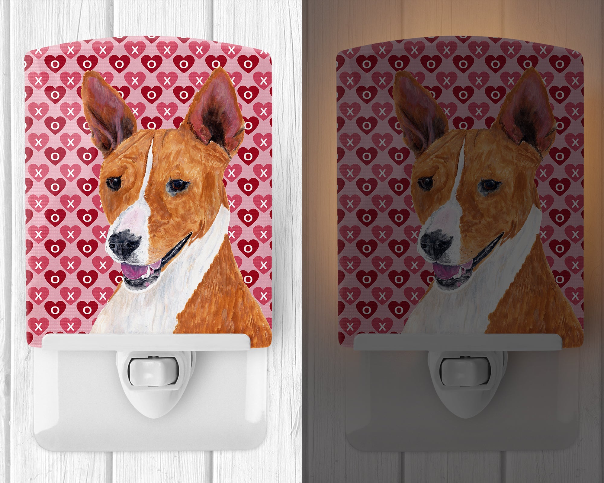 Basenji Hearts Love and Valentine's Day Portrait Ceramic Night Light SC9252CNL - the-store.com