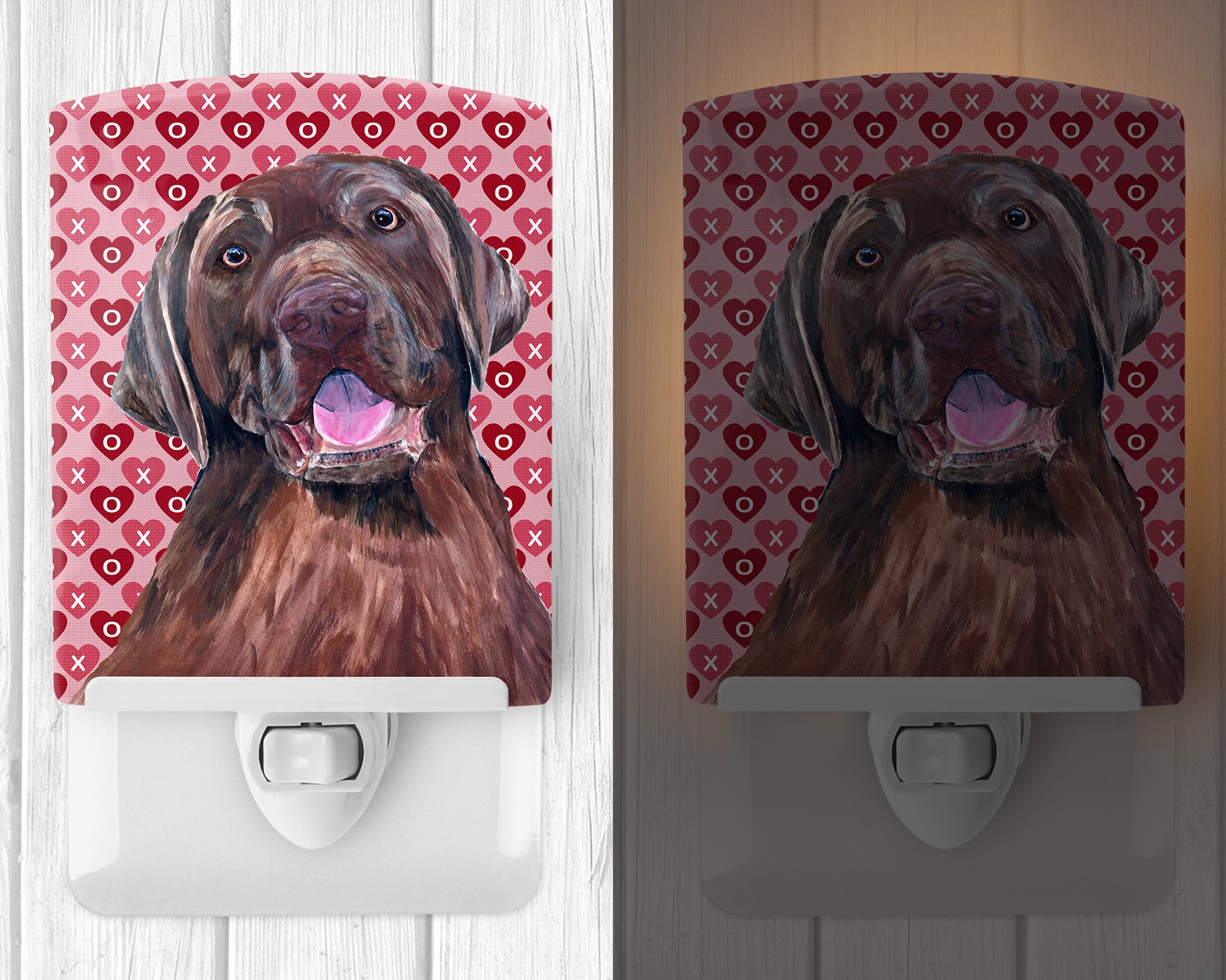 Labrador Chocolate Hearts Love Valentine's Day Ceramic Night Light SC9253CNL - the-store.com