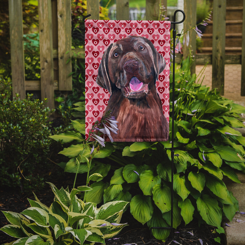 Labrador Chocolate Hearts Love Valentine's Day Flag Garden Size.