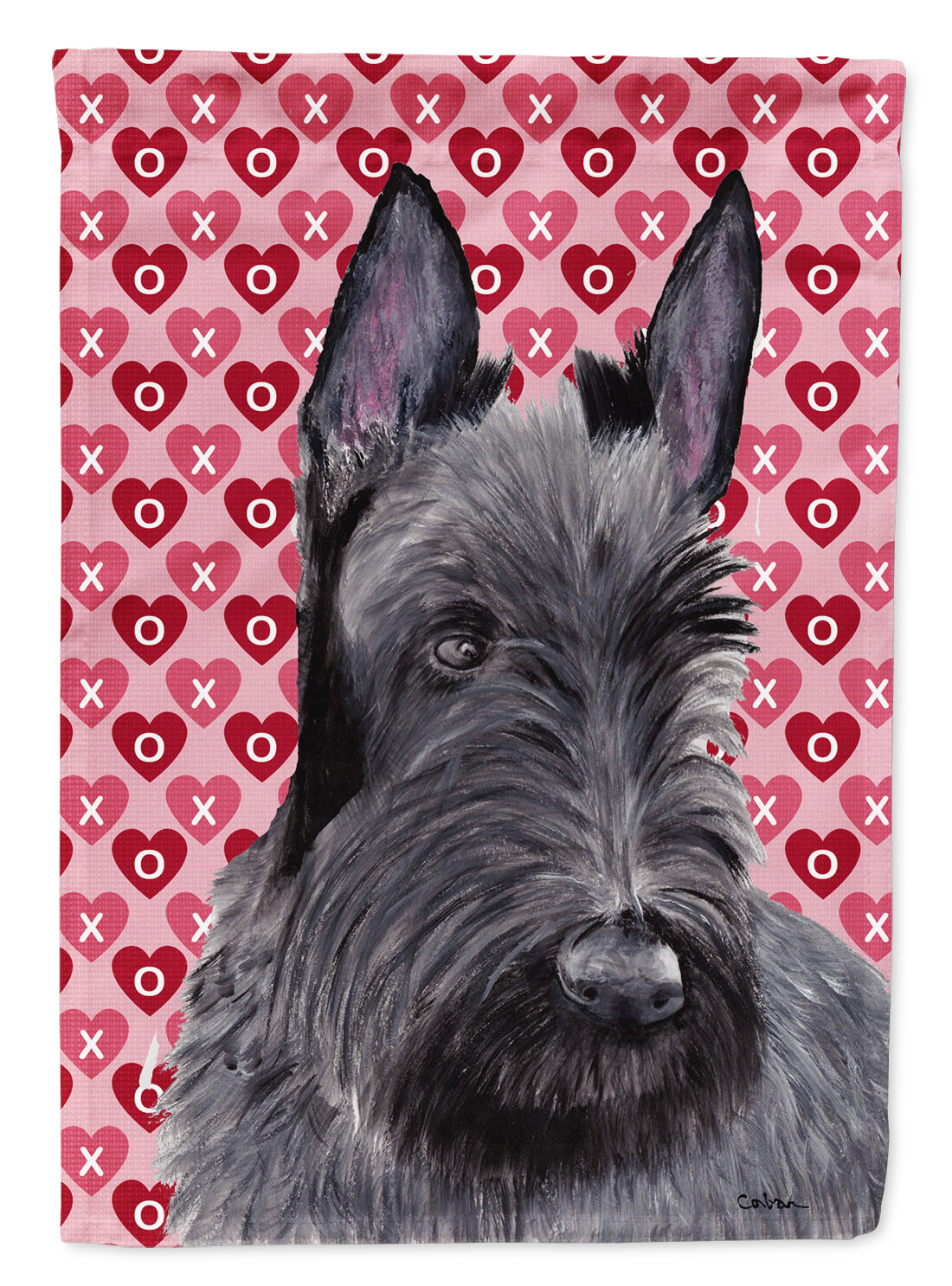 Scottish Terrier Hearts Love and Valentine&#39;s Day  Flag Canvas House Size  the-store.com.