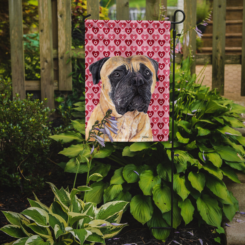 Mastiff Hearts Love and Valentine's Day Portrait Flag Garden Size.