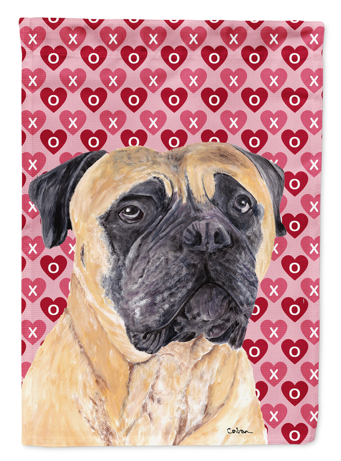 Mastiff Hearts Love and Valentine's Day Portrait Flag Garden Size.