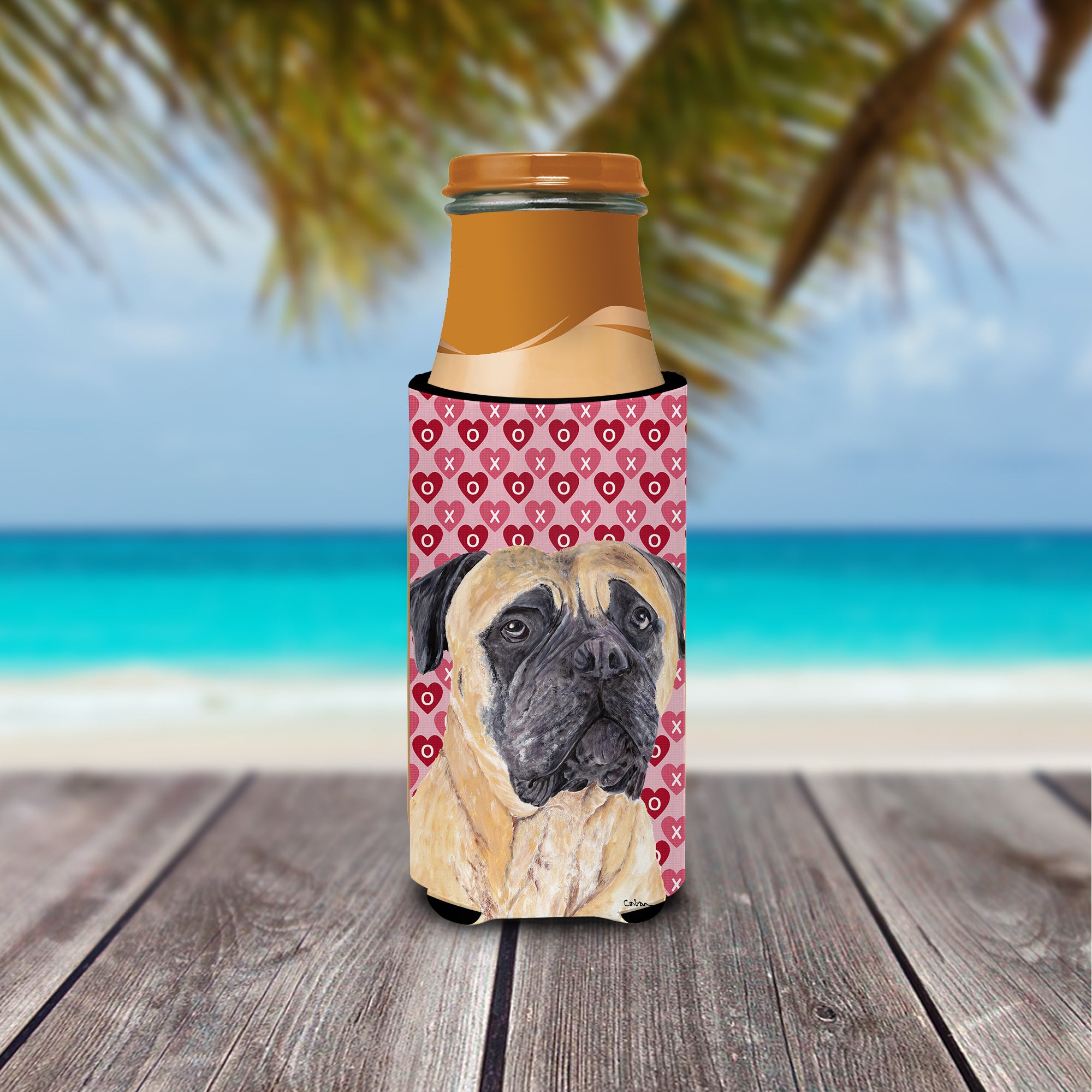 Mastiff Hearts Love and Valentine's Day Portrait Ultra Beverage Insulators for slim cans SC9255MUK.