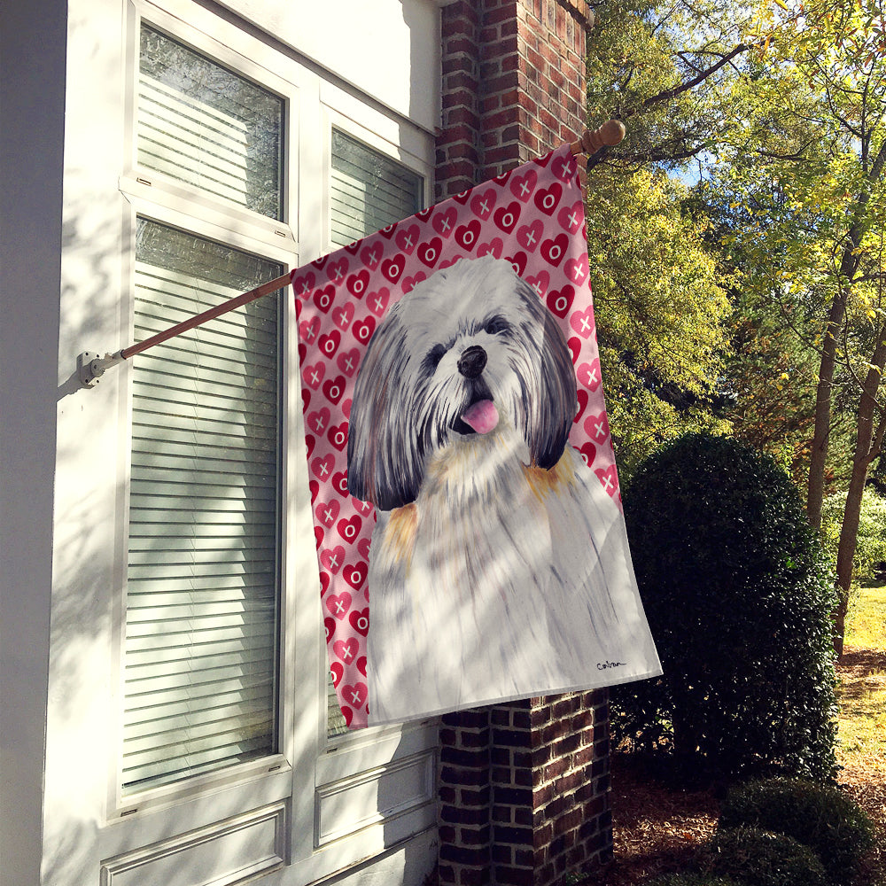 Shih Tzu Hearts Love and Valentine's Day Portrait Flag Canvas House Size  the-store.com.