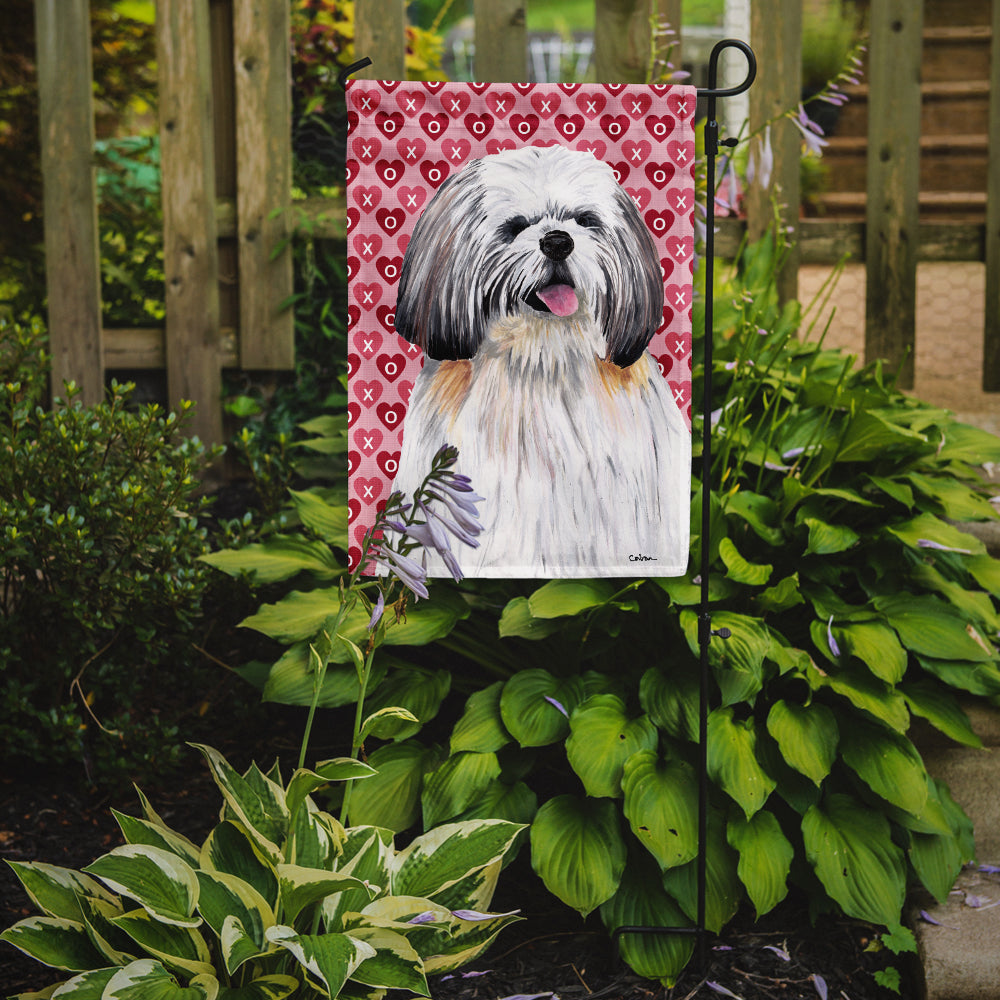 Shih Tzu Hearts Love and Valentine's Day Portrait Flag Garden Size.