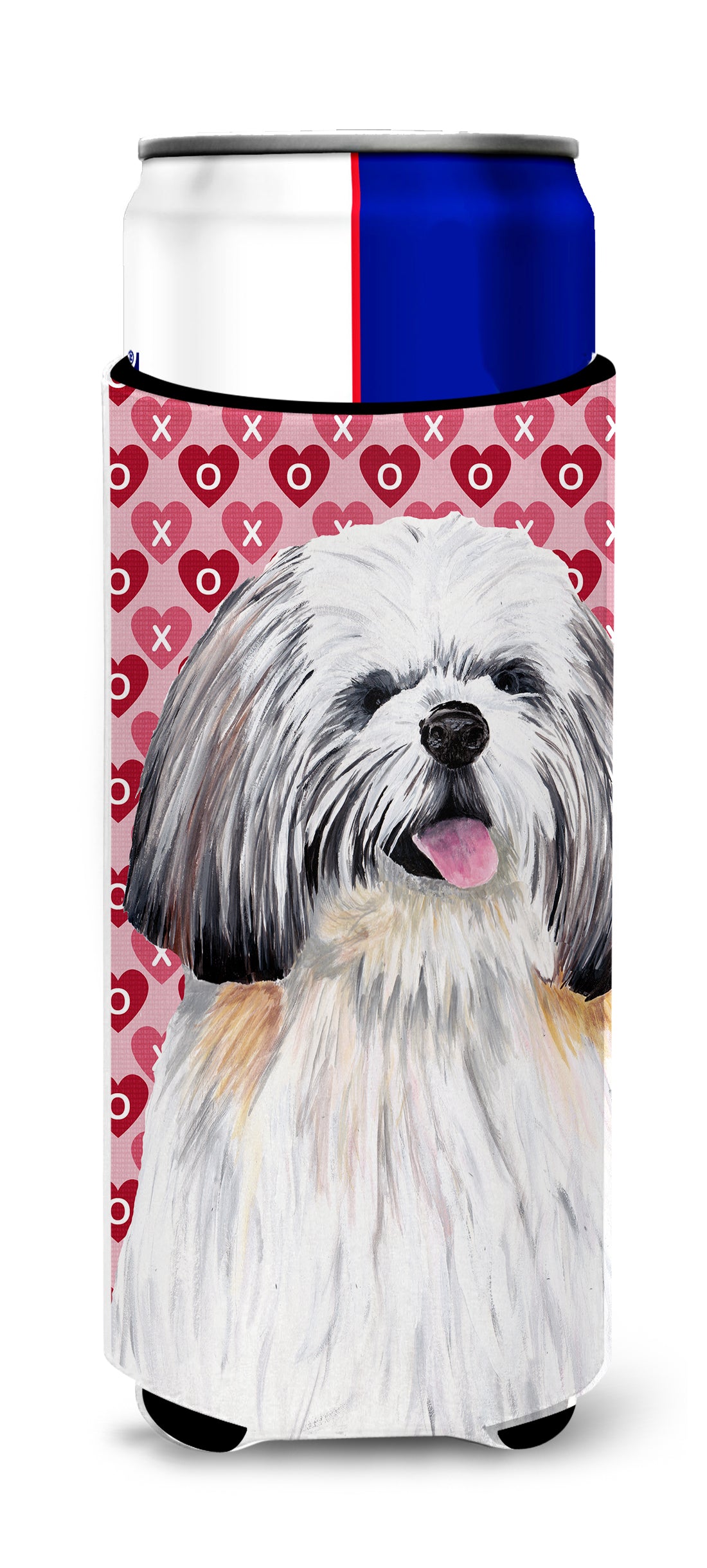 Shih Tzu Hearts Love and Valentine's Day Portrait Ultra Beverage Insulators for slim cans SC9256MUK.