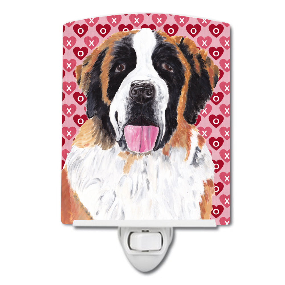 Saint Bernard Hearts Love and Valentine&#39;s Day Portrait Ceramic Night Light SC9257CNL - the-store.com