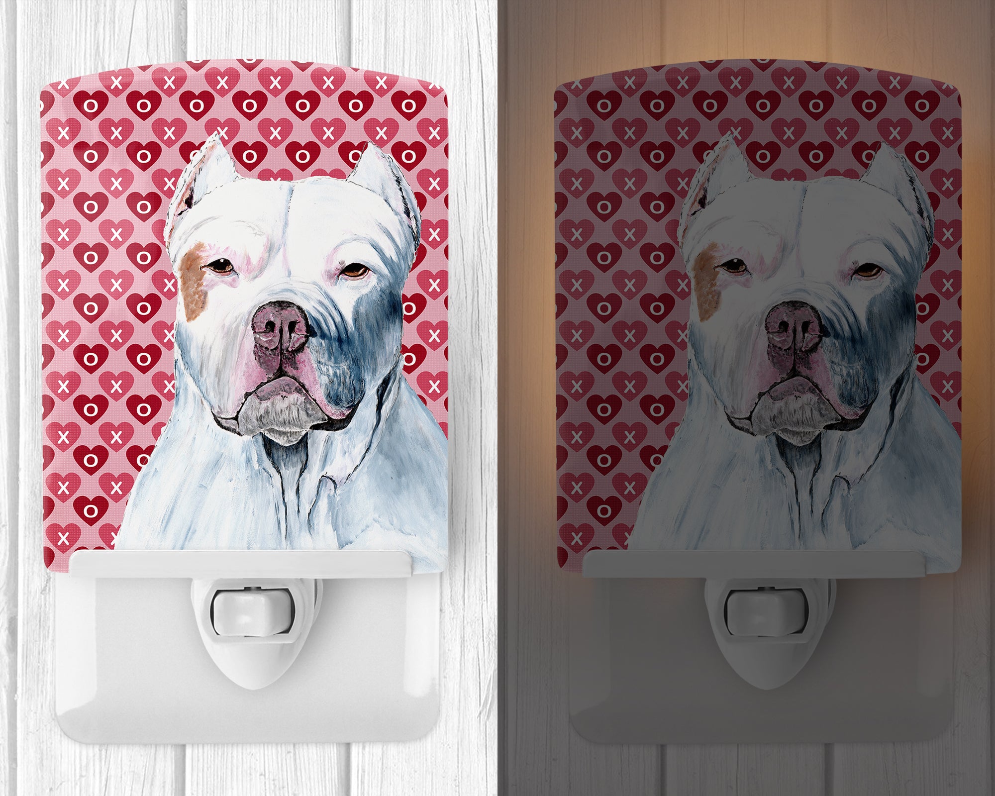 Pit Bull Hearts Love and Valentine's Day Portrait Ceramic Night Light SC9258CNL - the-store.com