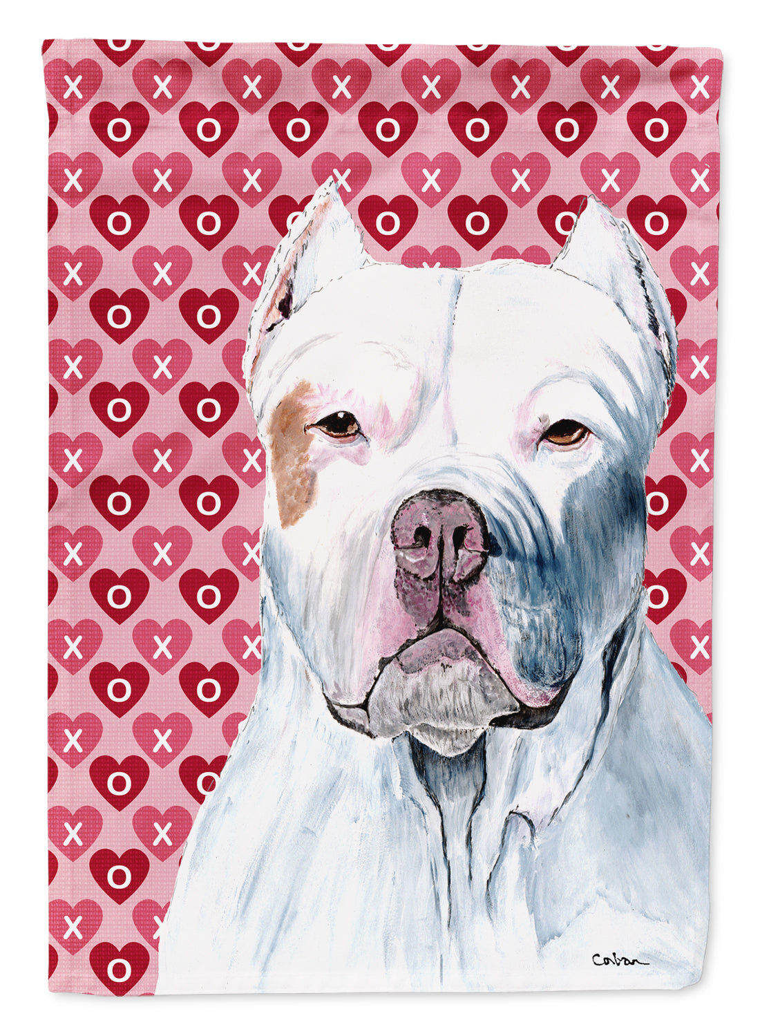 Pit Bull Hearts Love and Valentine's Day Portrait Flag Garden Size.