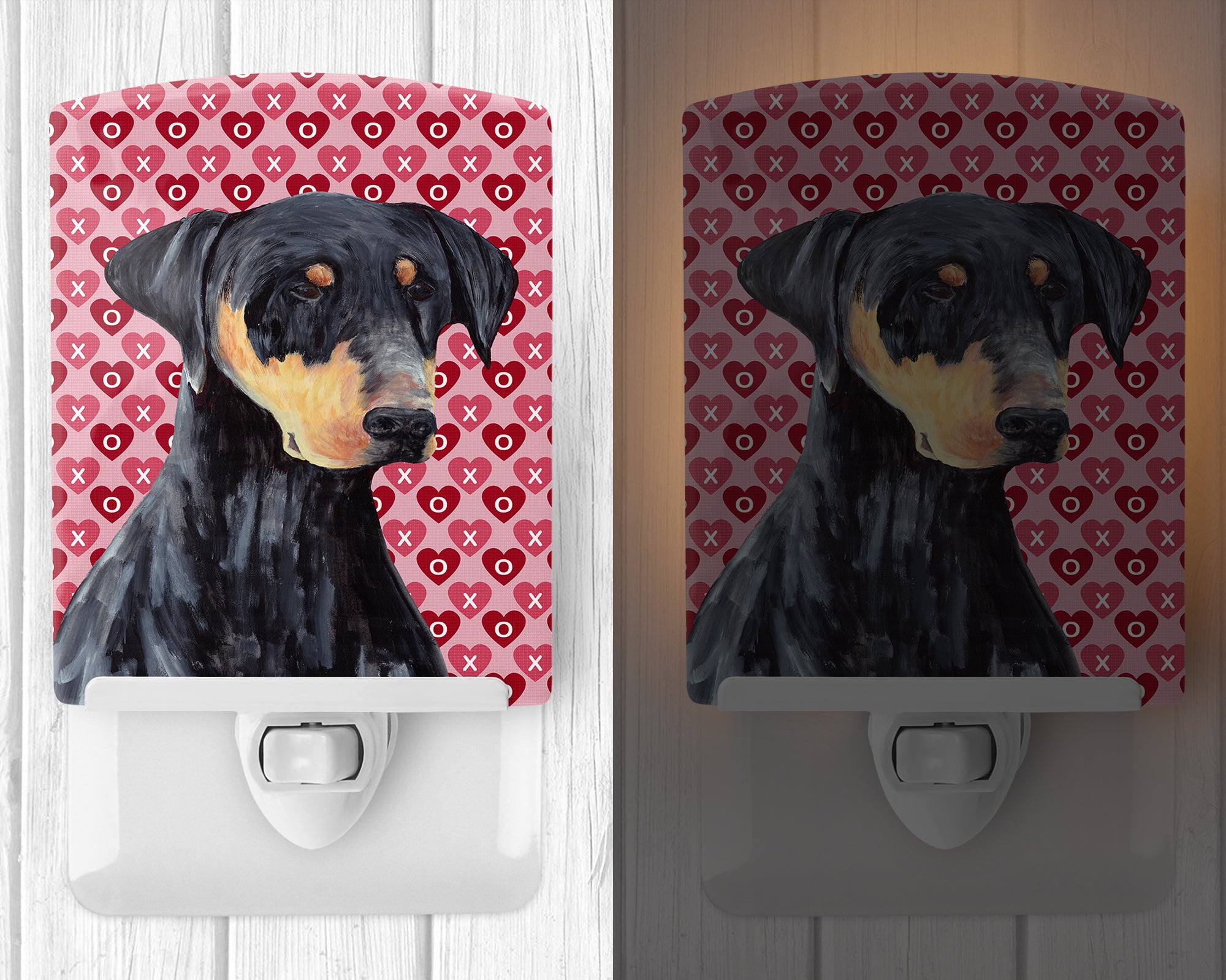 Doberman Hearts Love and Valentine's Day Portrait Ceramic Night Light SC9262CNL - the-store.com