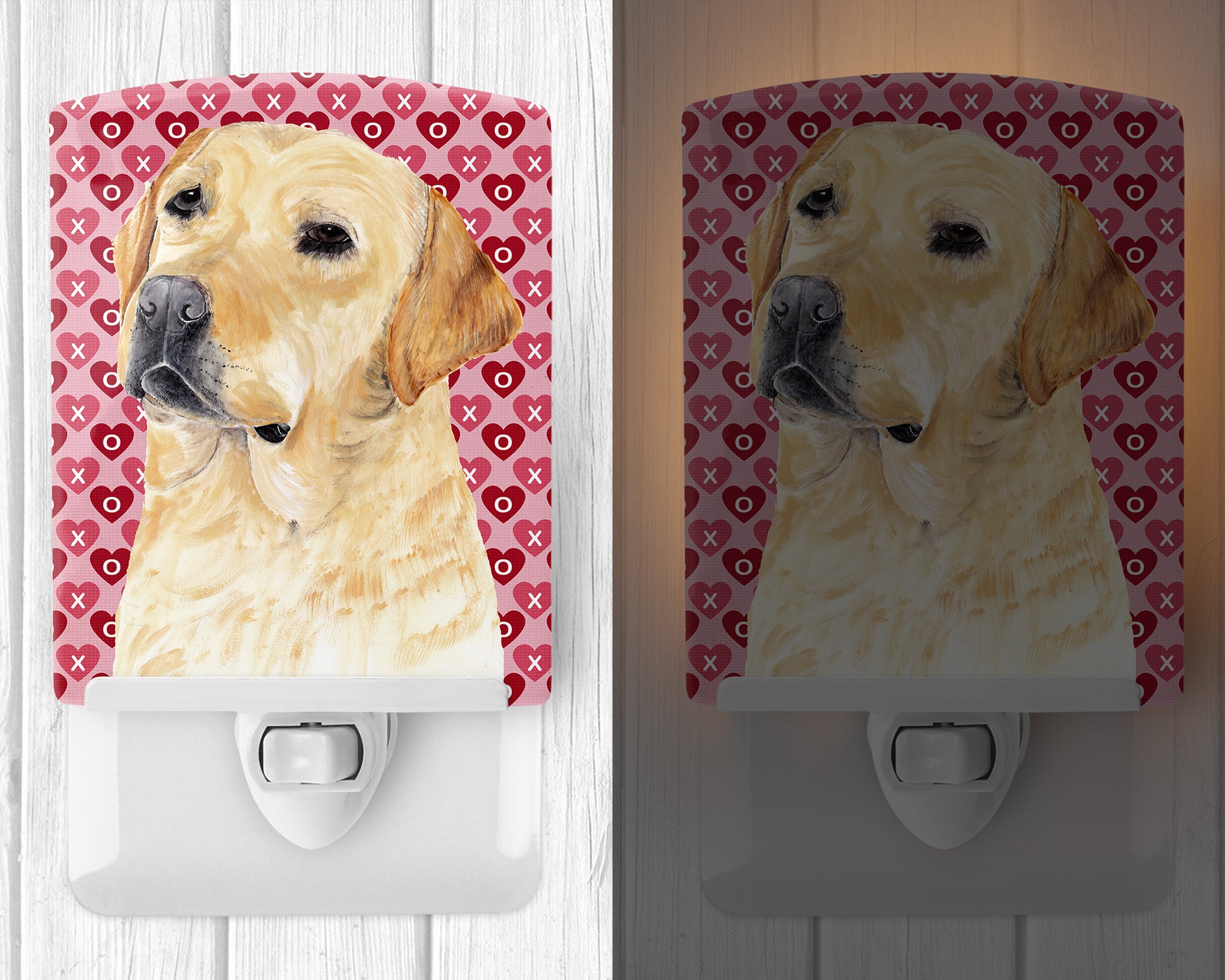 Labrador Yellow Hearts Love Valentine's Day Ceramic Night Light SC9263CNL - the-store.com