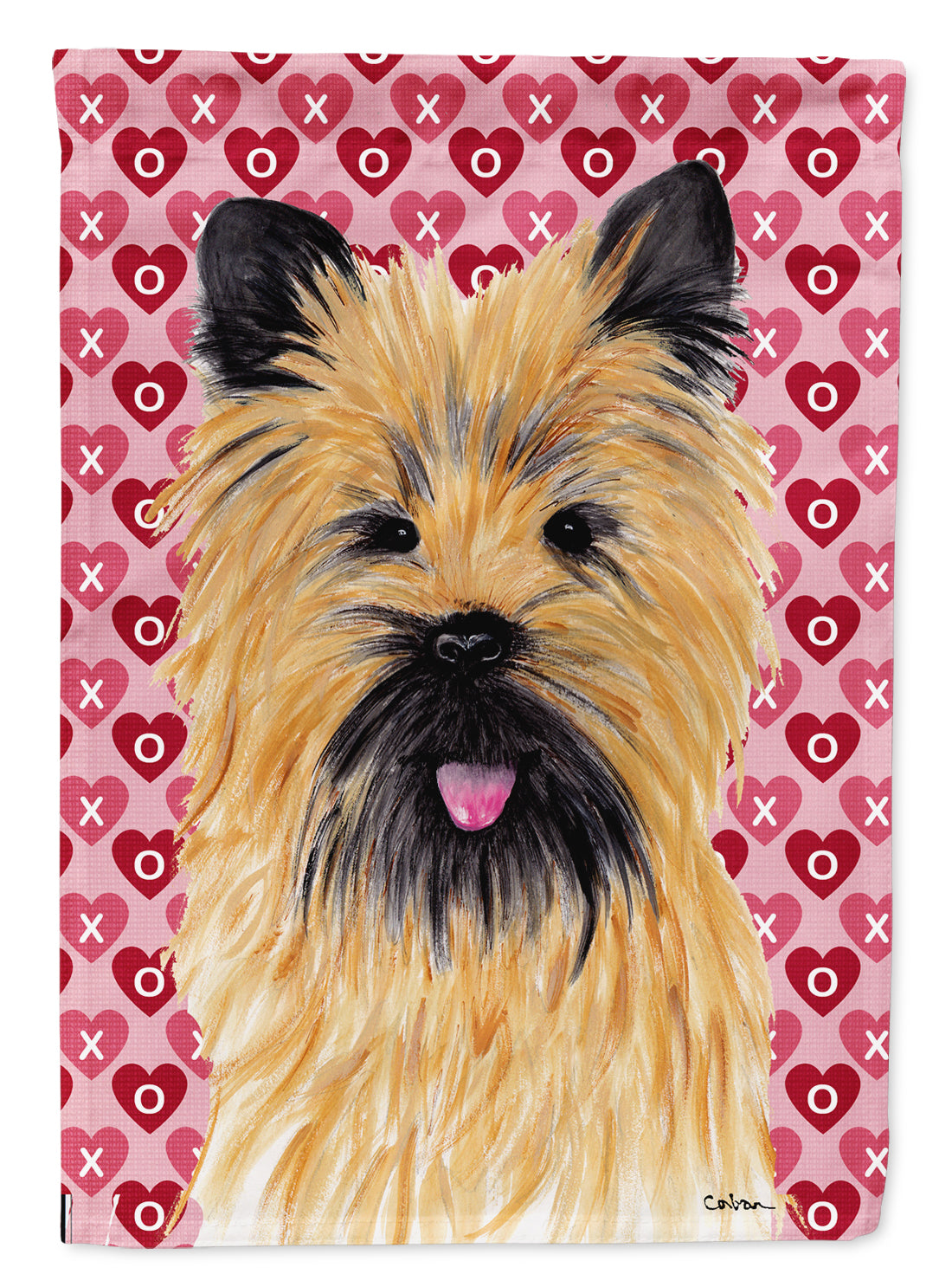 Cairn Terrier Hearts Love and Valentine&#39;s Day Portrait Flag Canvas House Size  the-store.com.