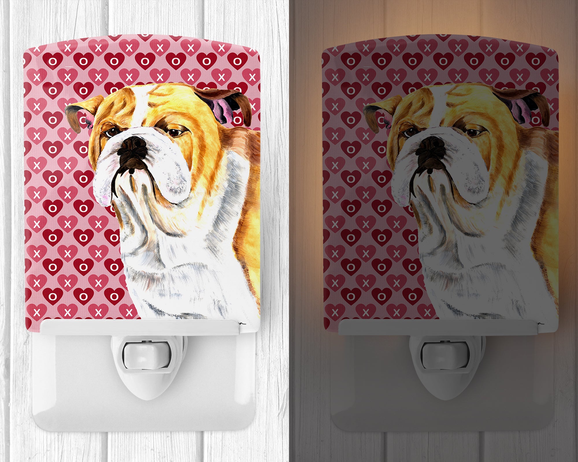 Bulldog English Hearts Love Valentine's Day Portrait Ceramic Night Light SC9265CNL - the-store.com