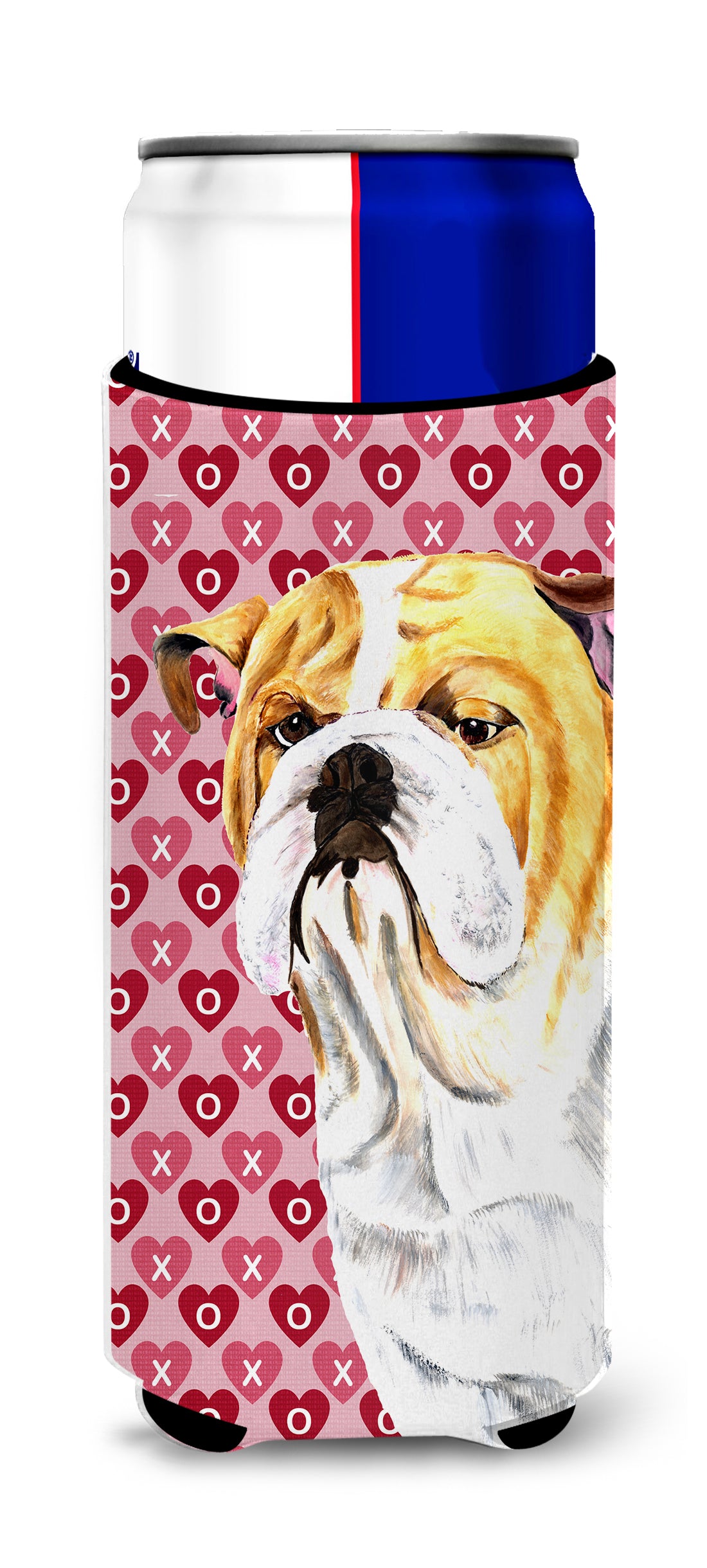 Bulldog English Hearts Love Valentine's Day Portrait Ultra Beverage Insulators for slim cans SC9265MUK.