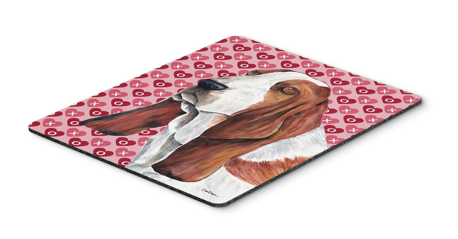 Basset Hound Hearts Love and Valentine's Day Mouse Pad, Hot Pad or Trivet by Caroline's Treasures