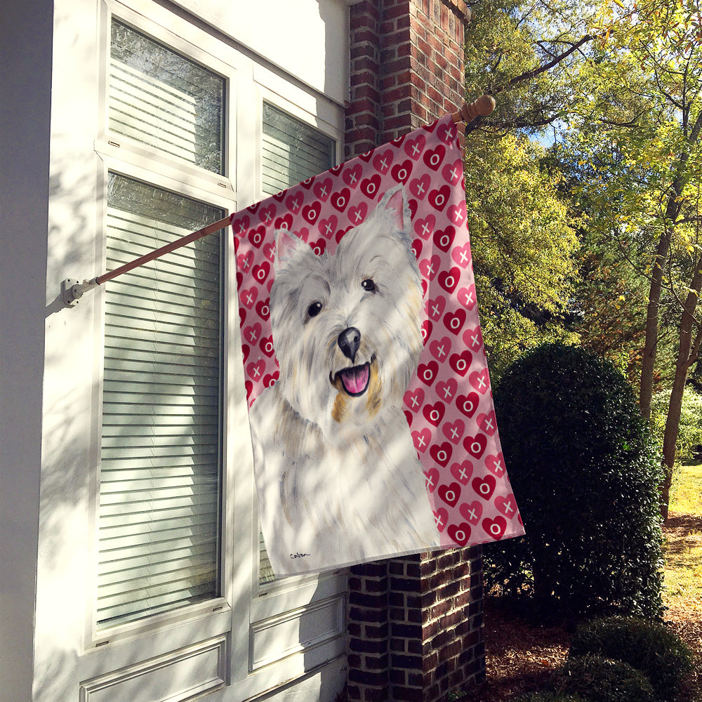 Westie Hearts Love and Valentine's Day Portrait Flag Canvas House Size  the-store.com.