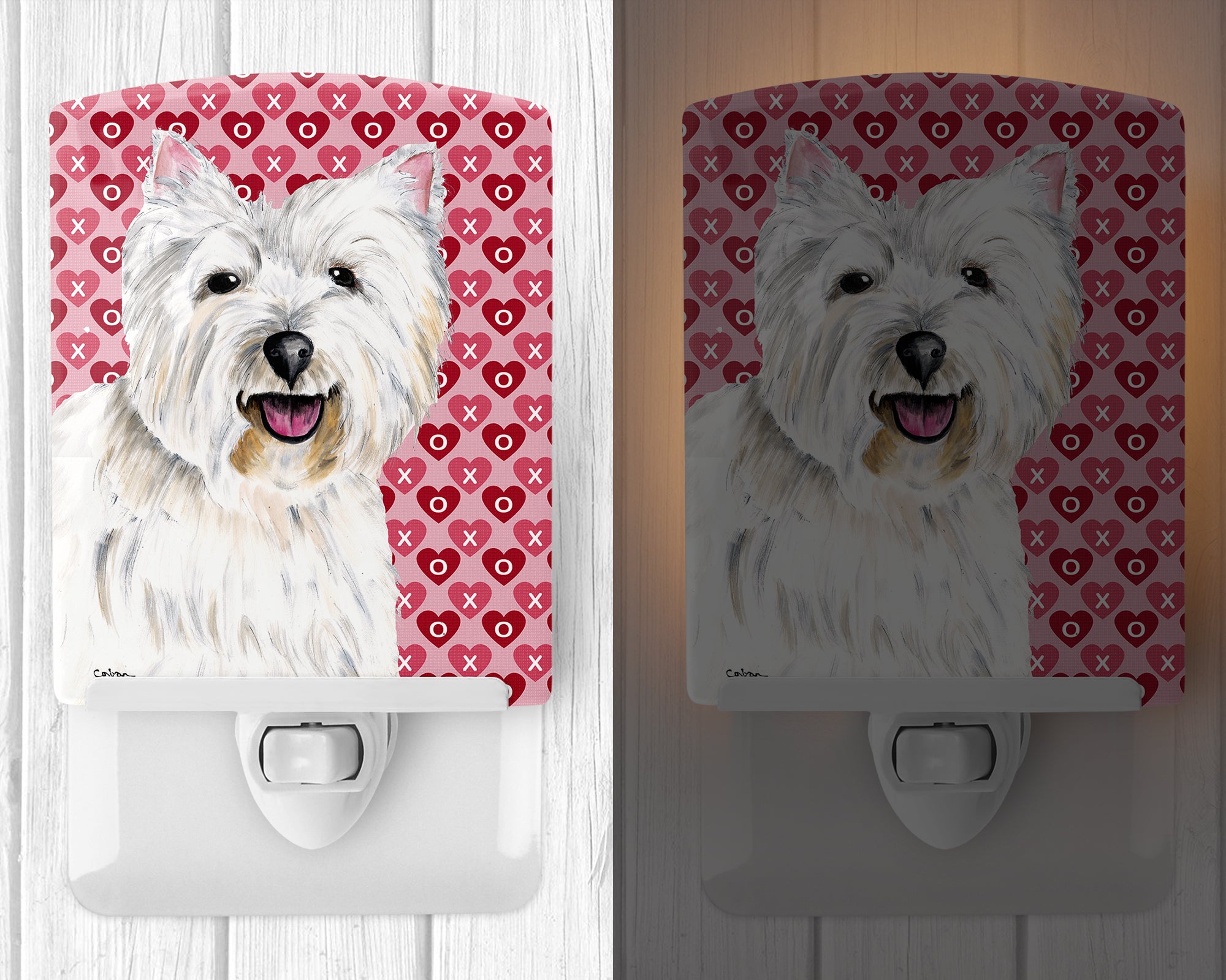 Westie Hearts Love and Valentine's Day Portrait Ceramic Night Light SC9269CNL - the-store.com