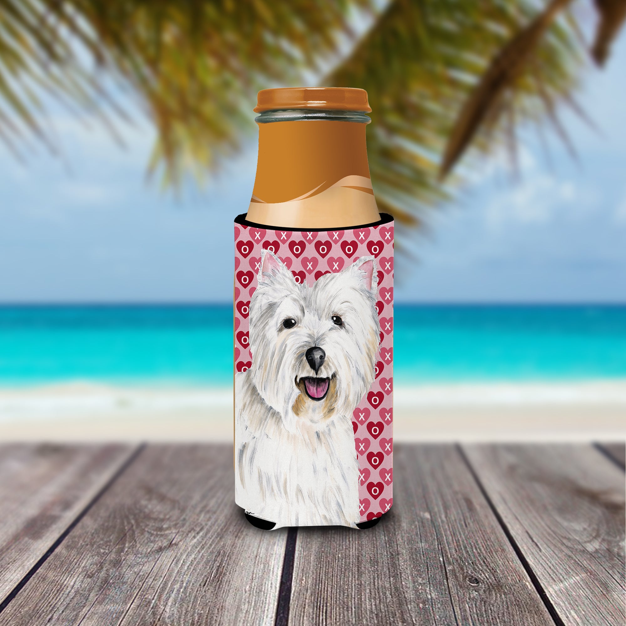 Westie Hearts Love and Valentine's Day Portrait Ultra Beverage Insulators for slim cans SC9269MUK.