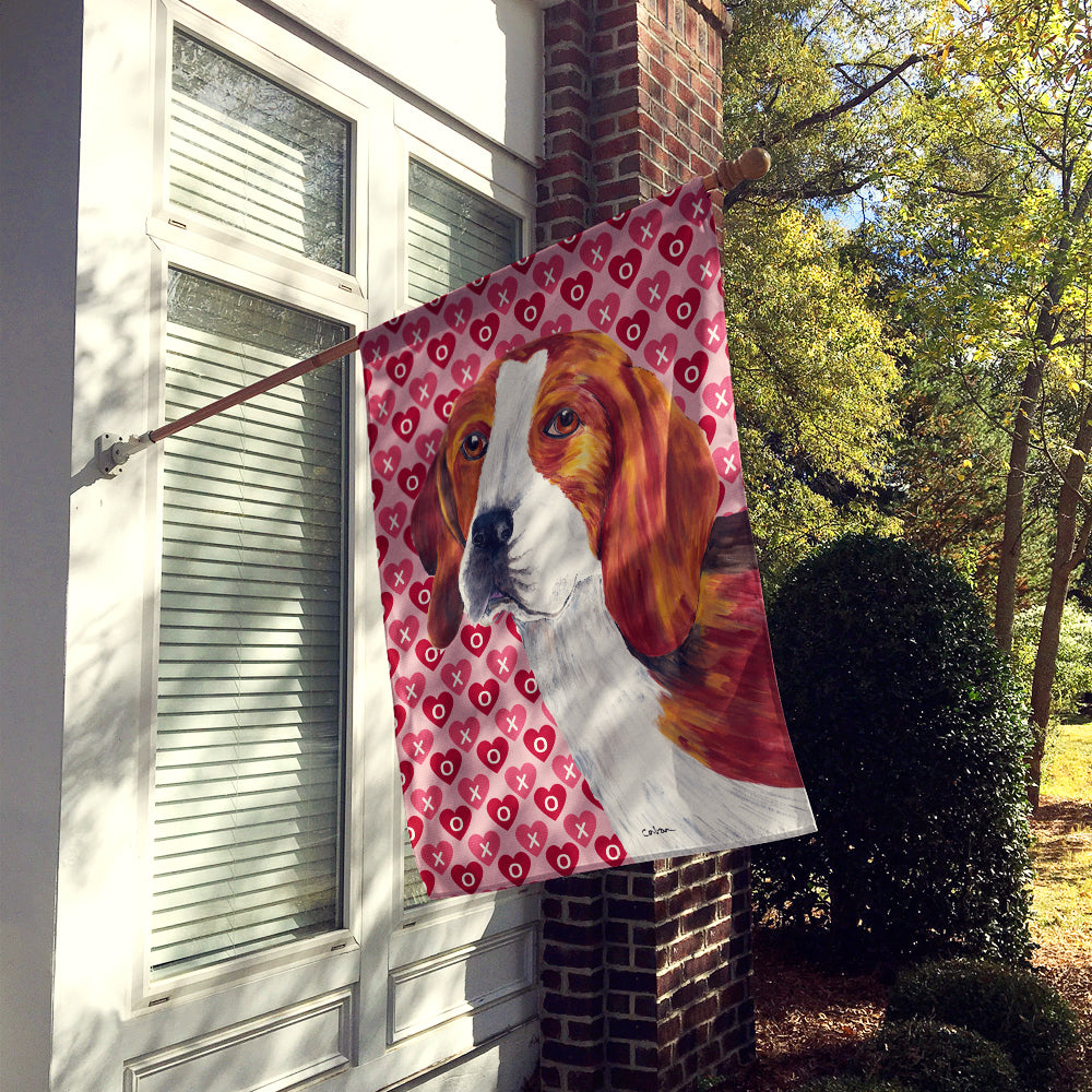 Beagle Hearts Love and Valentine's Day Portrait Flag Canvas House Size  the-store.com.