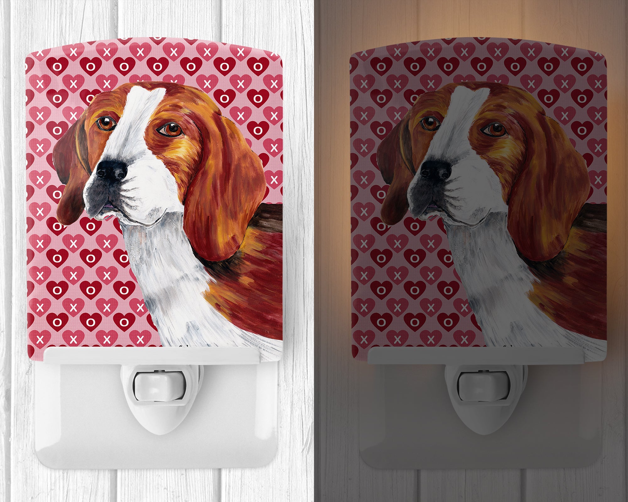 Beagle Hearts Love and Valentine's Day Portrait Ceramic Night Light SC9270CNL - the-store.com