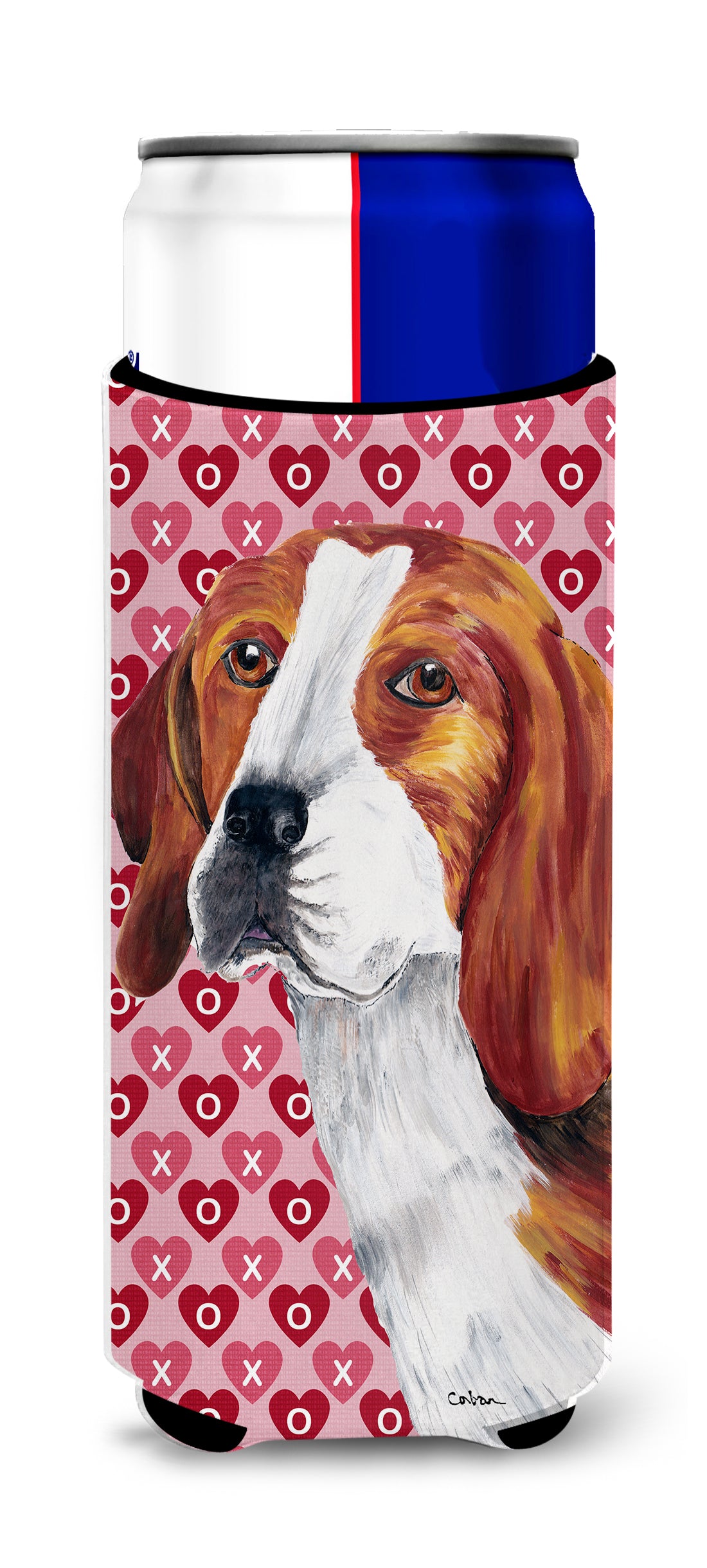 Beagle Hearts Love and Valentine&#39;s Day Portrait Ultra Beverage Insulators for slim cans SC9270MUK.