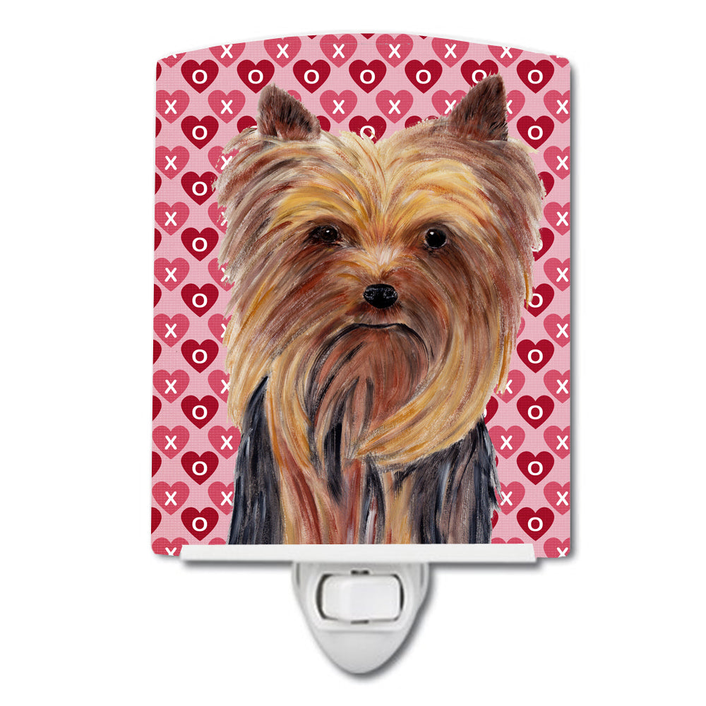 Yorkie Hearts Love and Valentine&#39;s Day Portrait Ceramic Night Light SC9274CNL - the-store.com