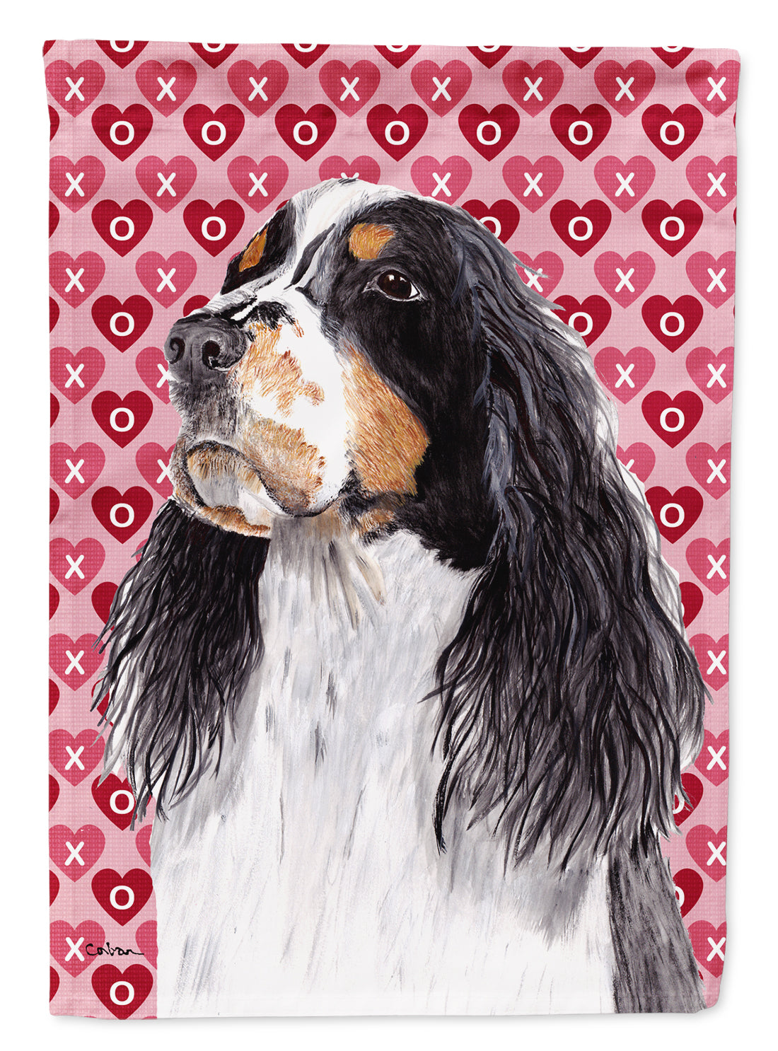 Springer Spaniel Hearts Love Valentine's Day Flag Garden Size.