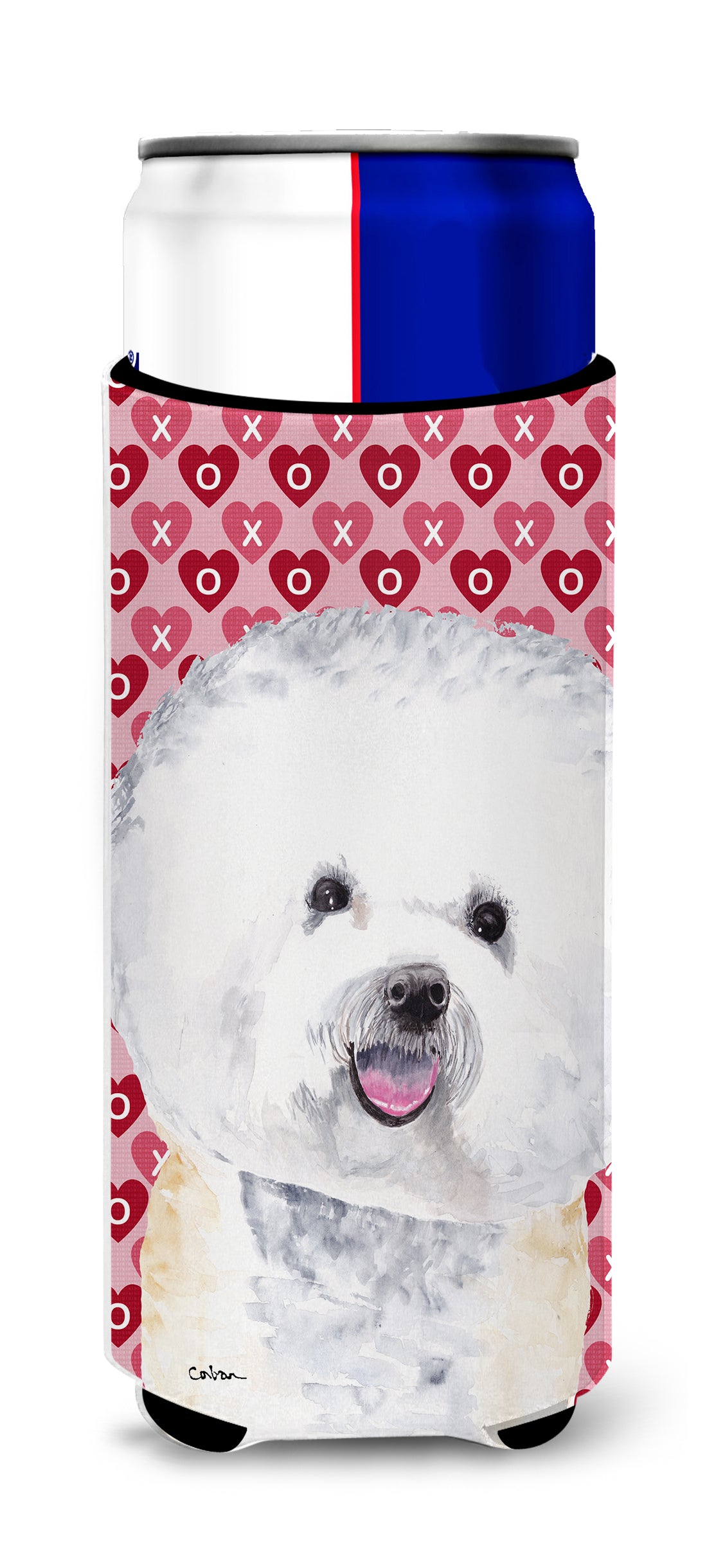 Bichon Frise Hearts Love and Valentine's Day Portrait Ultra Beverage Insulators for slim cans SC9278MUK.