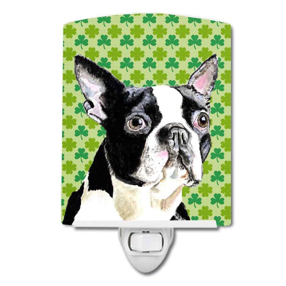 Boston Terrier St. Patrick&#39;s Day Shamrock Portrait Ceramic Night Light SC9280CNL - the-store.com