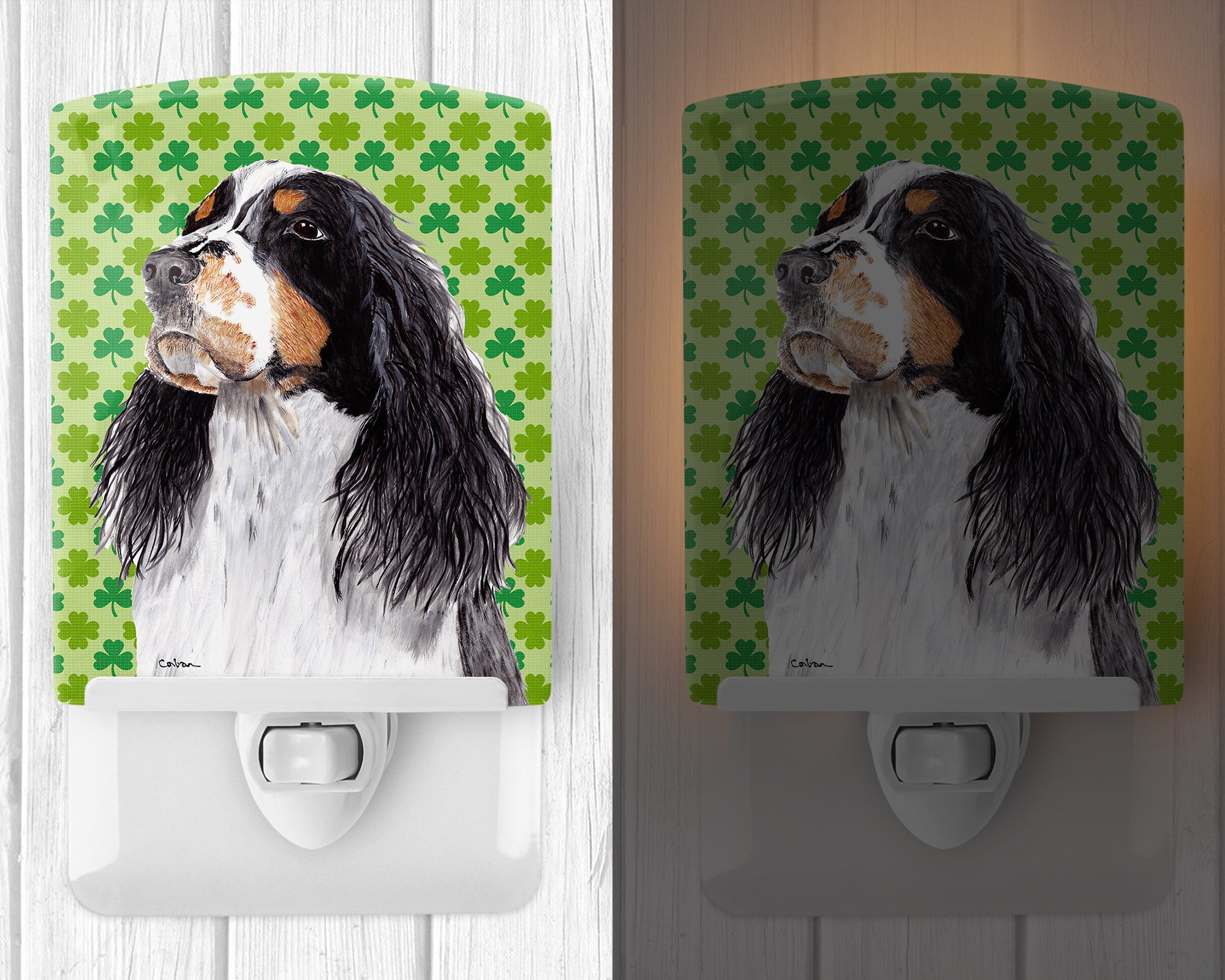 Springer Spaniel St. Patrick's Day Shamrock Portrait Ceramic Night Light SC9281CNL - the-store.com