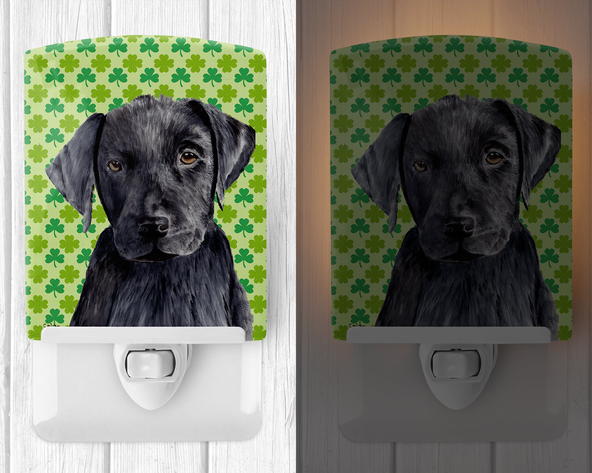 Labrador Black St. Patrick's Day Shamrock Portrait Ceramic Night Light SC9284CNL - the-store.com