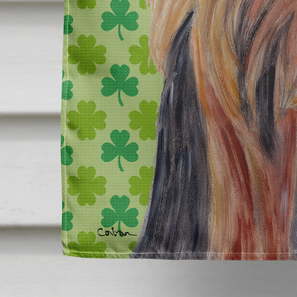 Yorkie St. Patrick's Day Shamrock Portrait Flag Canvas House Size  the-store.com.