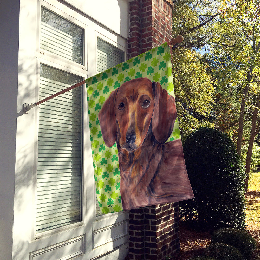 Dachshund St. Patrick's Day Shamrock Portrait Flag Canvas House Size  the-store.com.