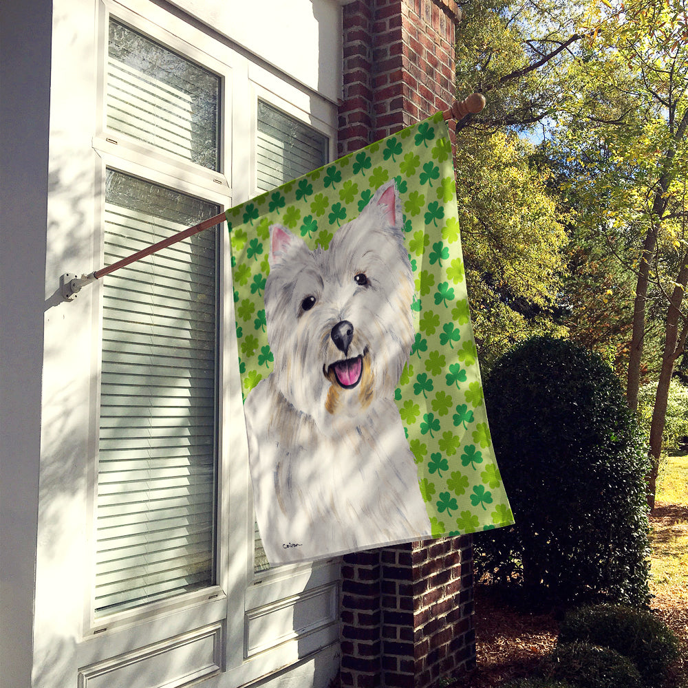 Westie St. Patrick's Day Shamrock Portrait Flag Canvas House Size  the-store.com.