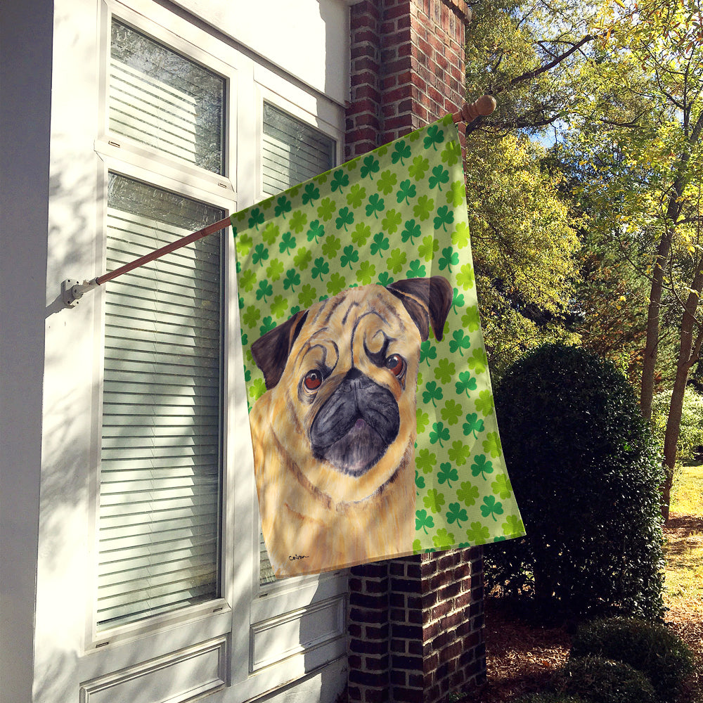 Pug St. Patrick's Day Shamrock Portrait Flag Canvas House Size  the-store.com.