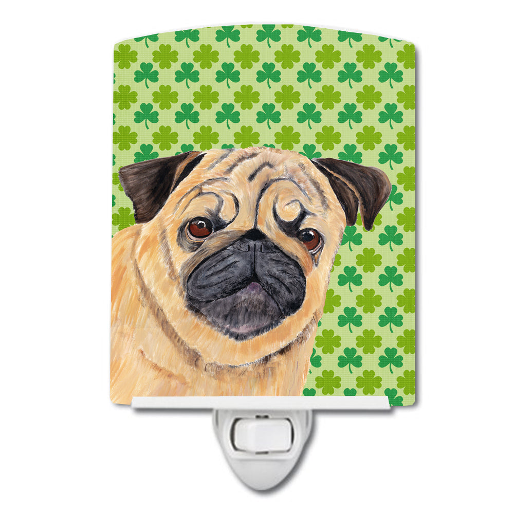 Pug St. Patrick's Day Shamrock Portrait Ceramic Night Light SC9291CNL - the-store.com