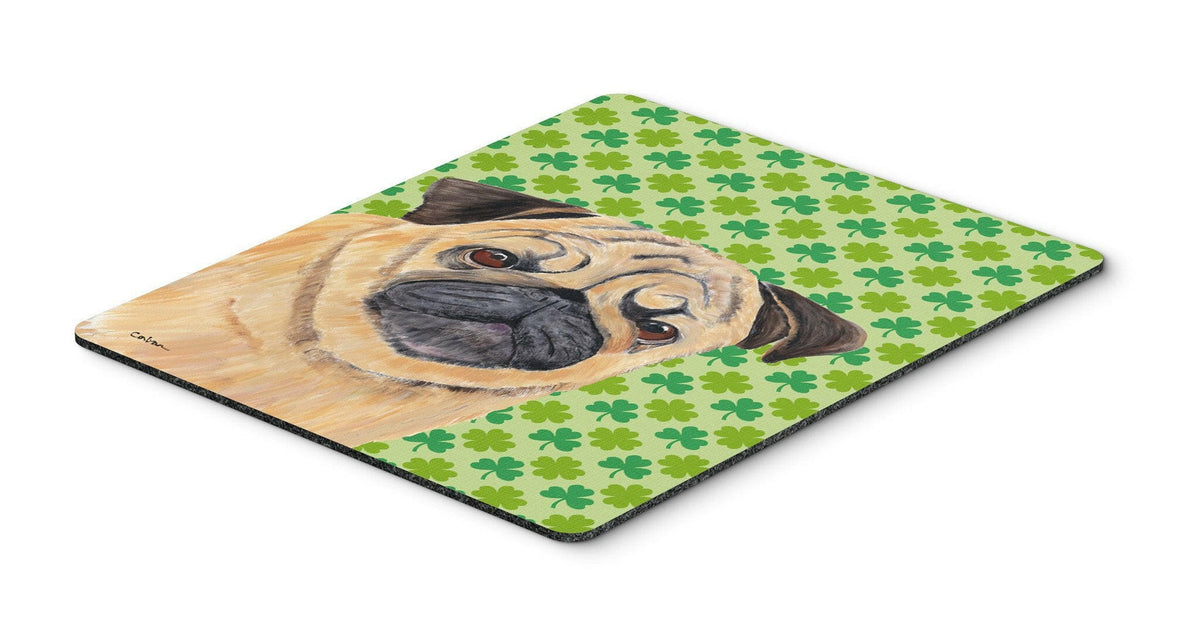 Pug St. Patrick&#39;s Day Shamrock Portrait Mouse Pad, Hot Pad or Trivet by Caroline&#39;s Treasures