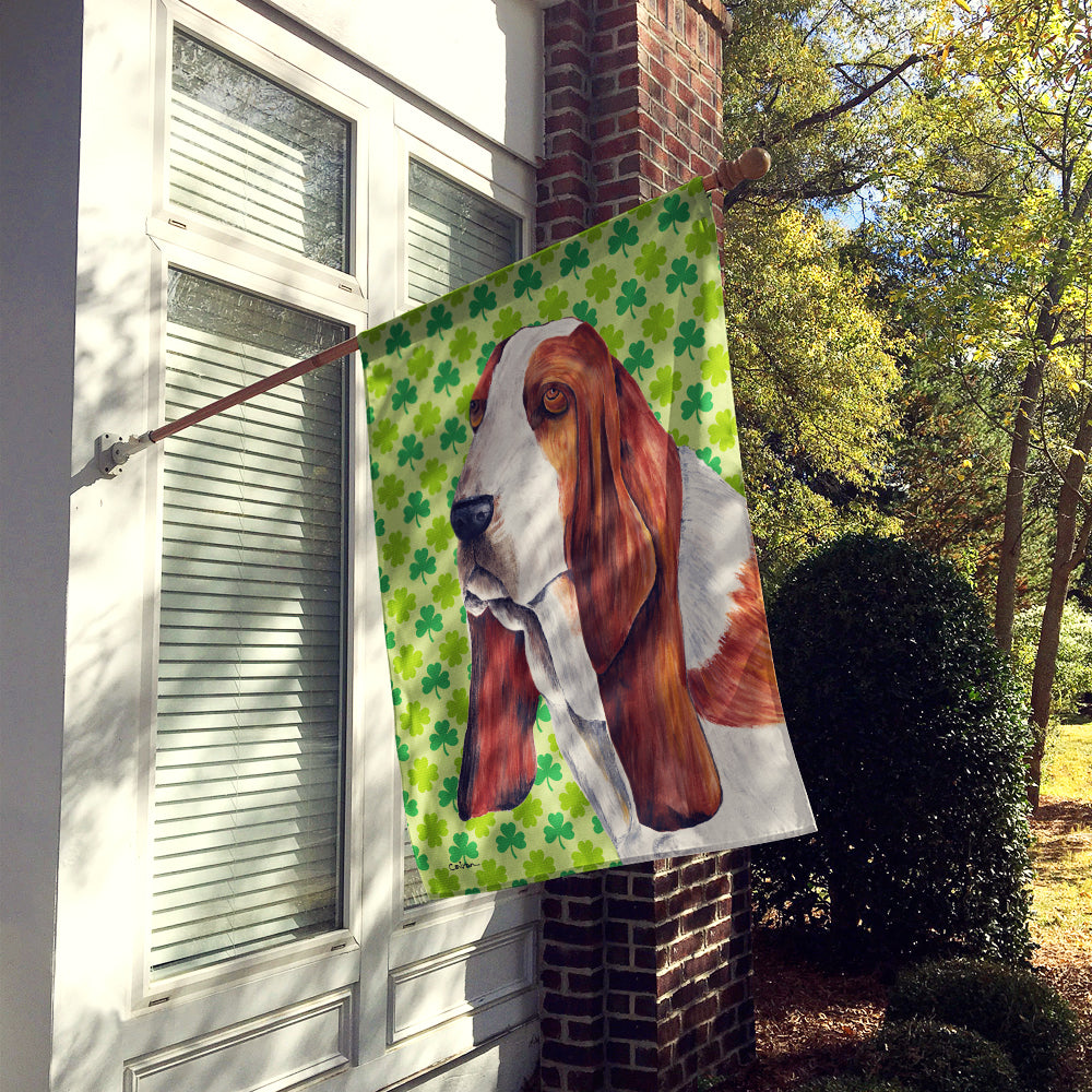 Basset Hound St. Patrick's Day Shamrock Portrait Flag Canvas House Size  the-store.com.