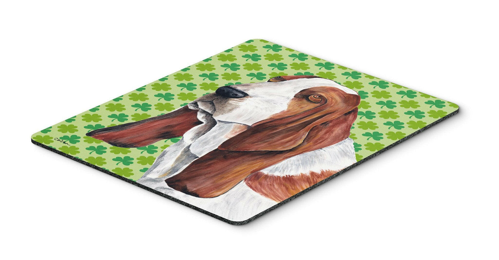 Basset Hound St. Patrick's Day Shamrock Portrait Mouse Pad, Hot Pad or Trivet by Caroline's Treasures