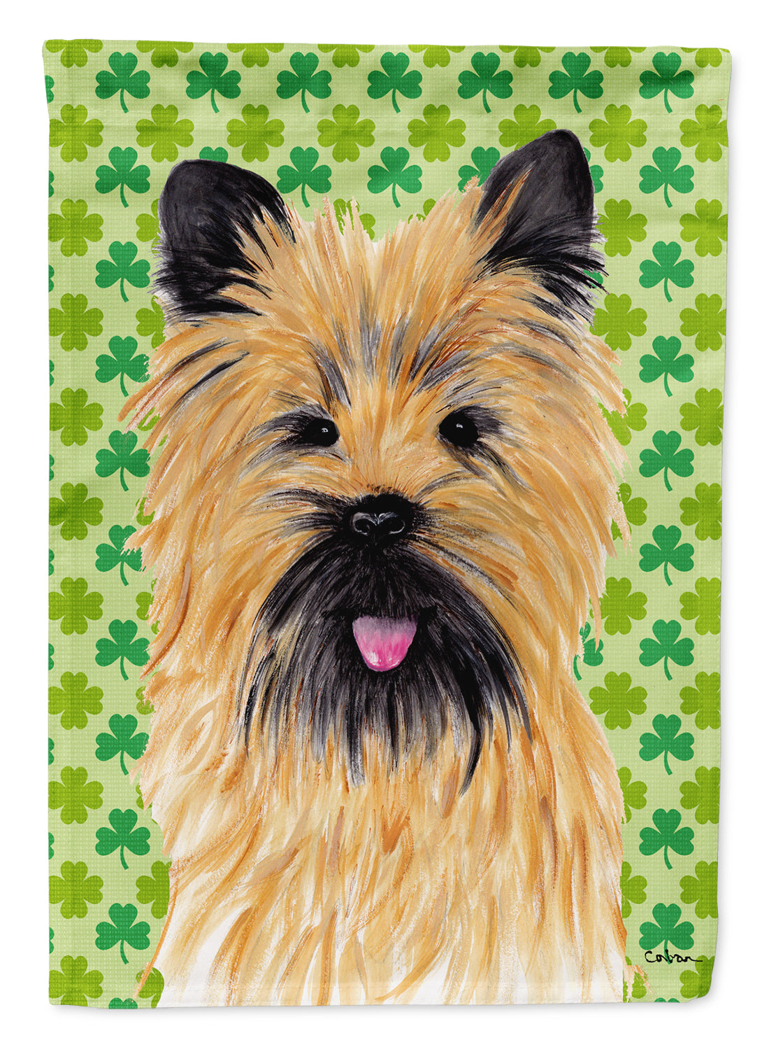 Cairn Terrier St. Patrick's Day Shamrock Portrait Flag Canvas House Size  the-store.com.