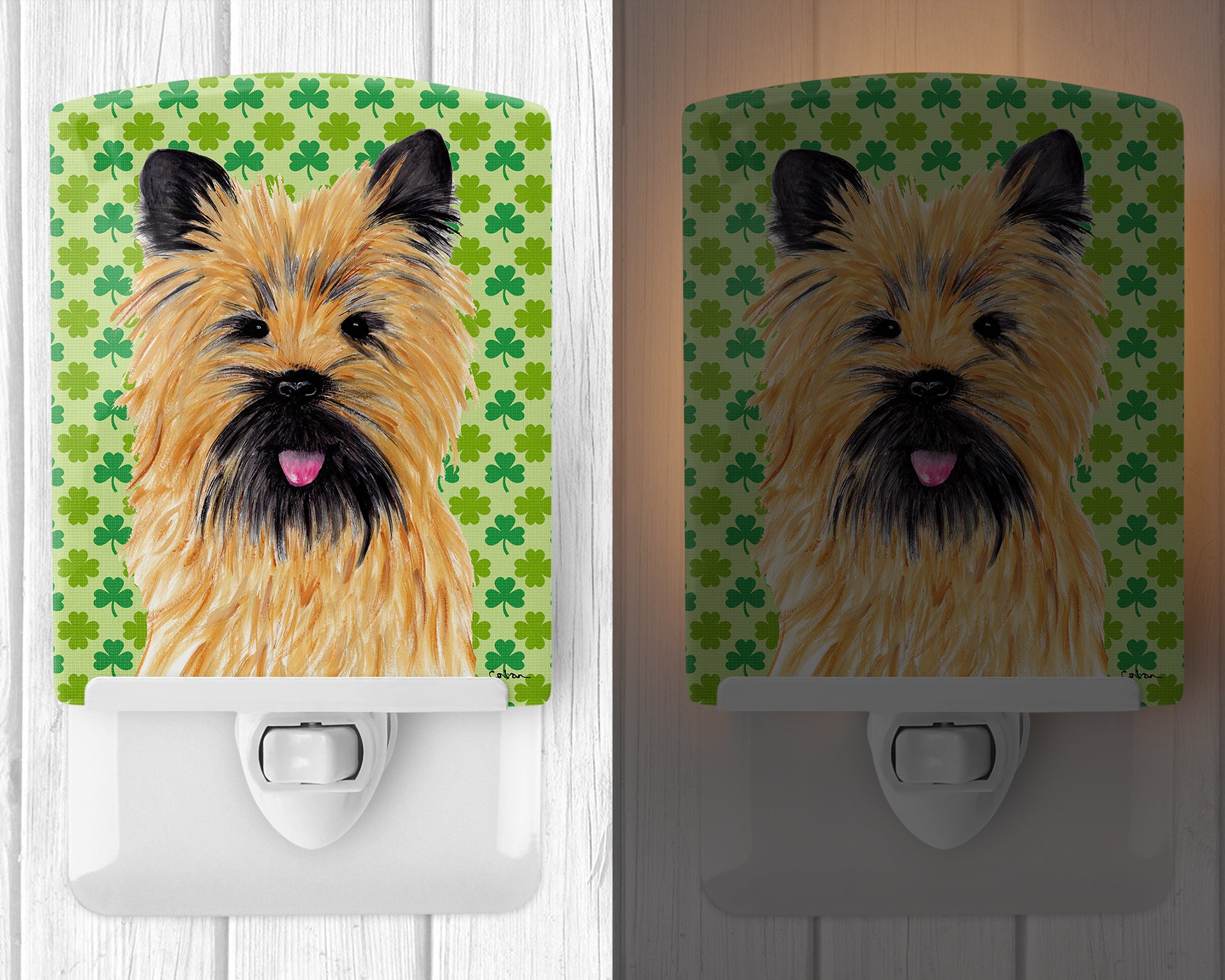 Cairn Terrier St. Patrick's Day Shamrock Portrait Ceramic Night Light SC9295CNL - the-store.com