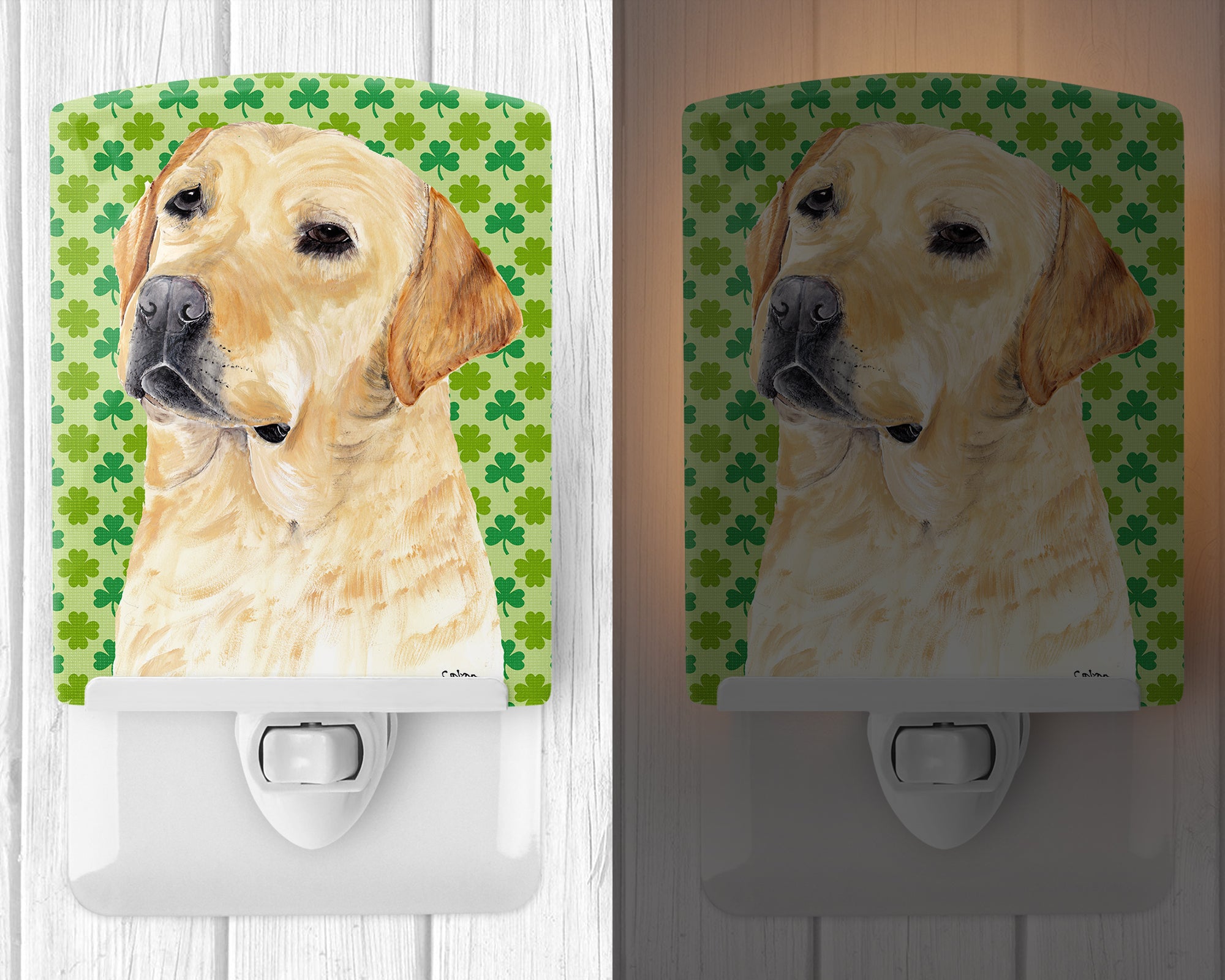 Labrador Yellow St. Patrick's Day Shamrock Portrait Ceramic Night Light SC9296CNL - the-store.com