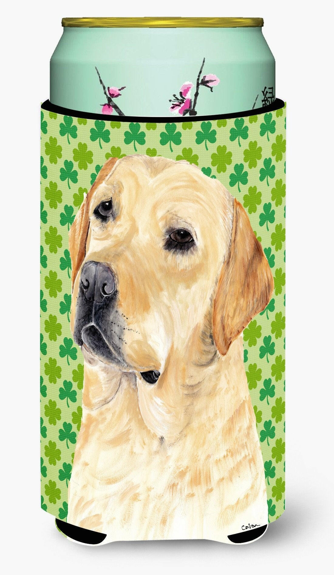 Labrador Yellow St. Patrick&#39;s Day Shamrock Portrait  Tall Boy Beverage Insulator Beverage Insulator Hugger by Caroline&#39;s Treasures