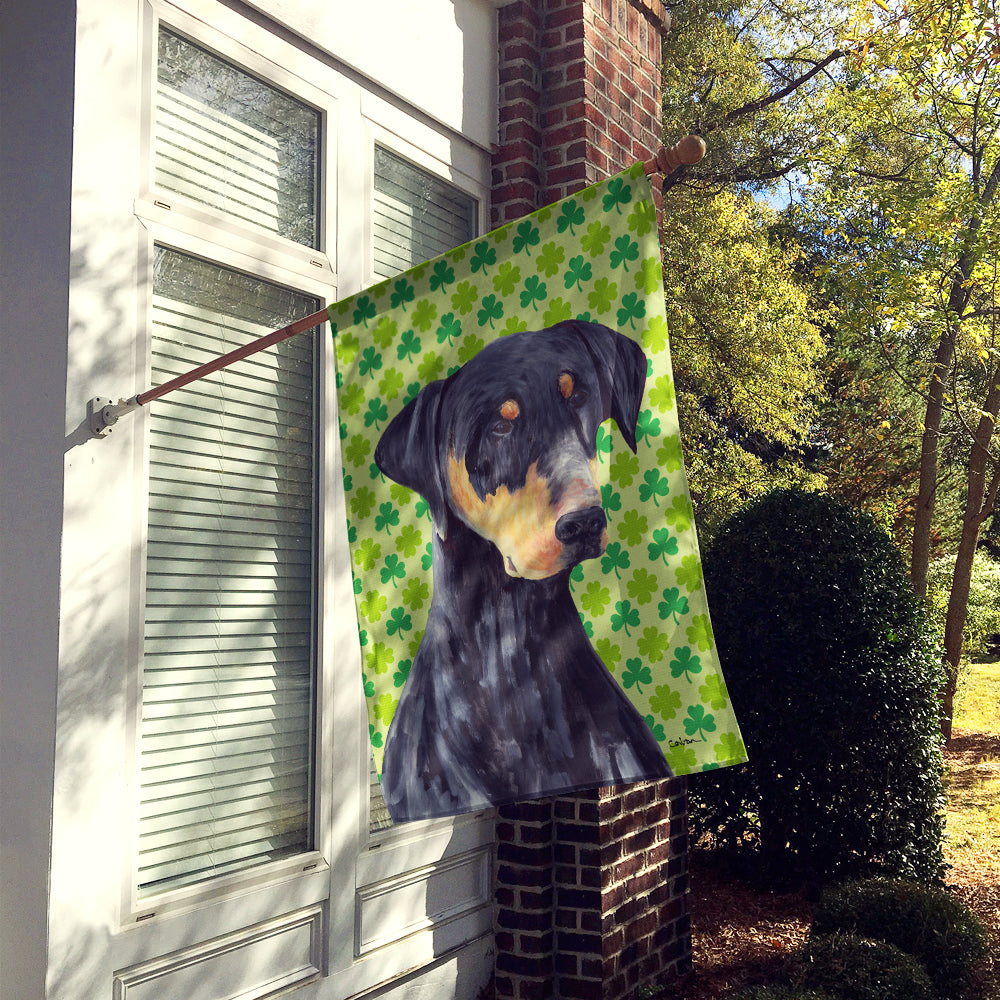 Doberman St. Patrick's Day Shamrock Portrait Flag Canvas House Size  the-store.com.