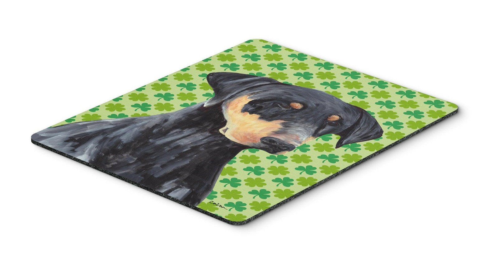 Doberman St. Patrick's Day Shamrock Portrait Mouse Pad, Hot Pad or Trivet by Caroline's Treasures