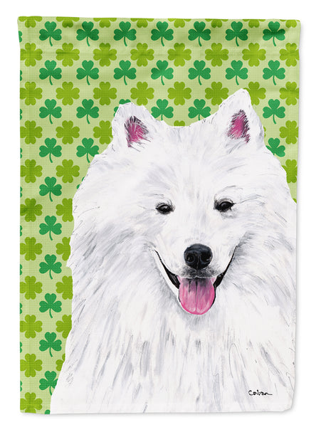 American Eskimo St. Patrick's Day Shamrock Portrait Flag Canvas House Size  the-store.com.