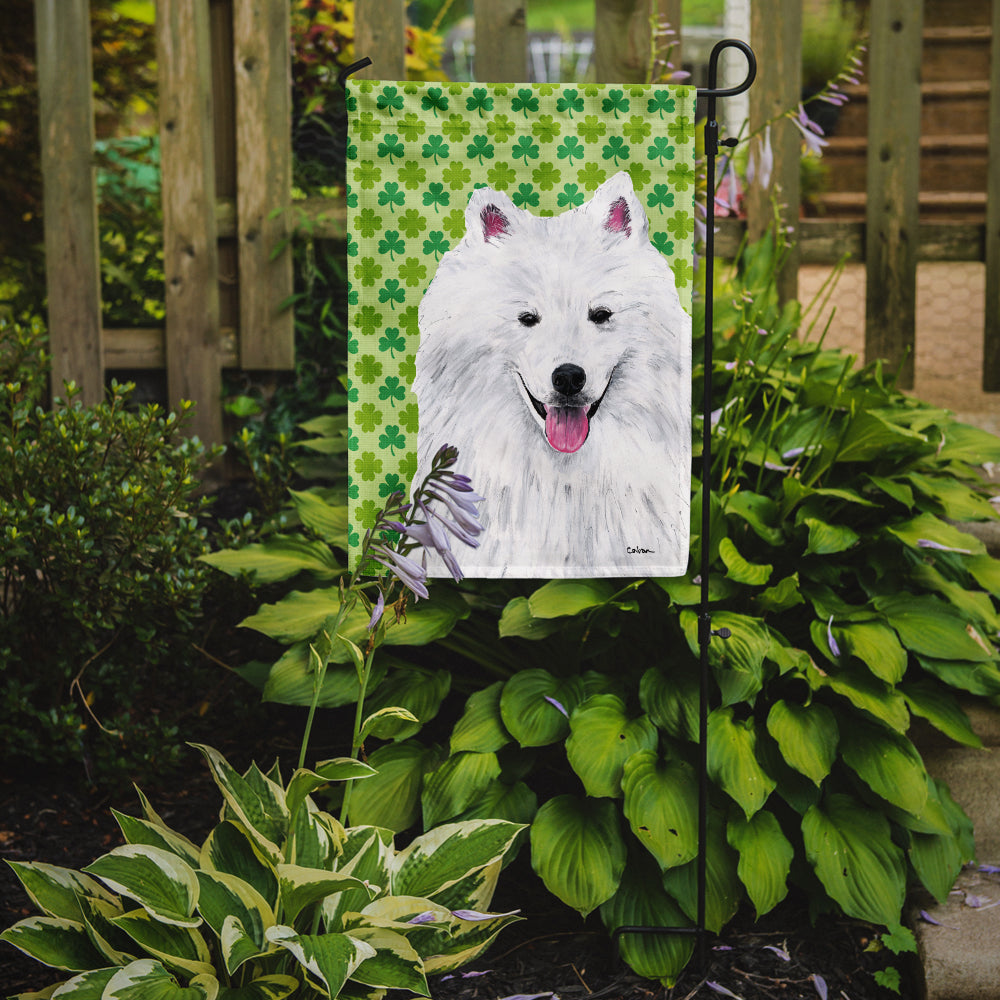 American Eskimo St. Patrick's Day Shamrock Portrait Flag Garden Size.