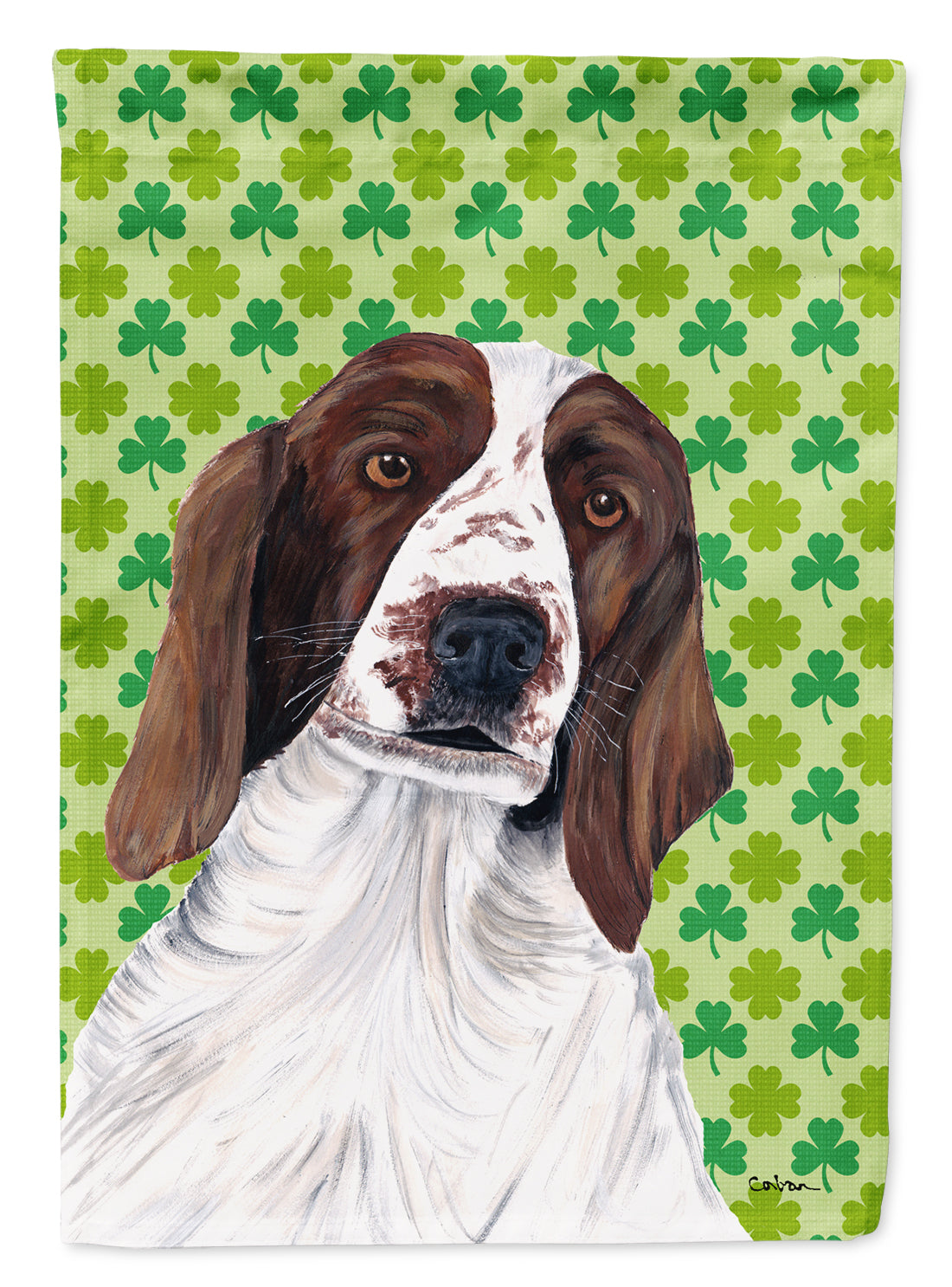 Welsh Springer Spaniel St. Patrick's Day Shamrock Flag Canvas House Size  the-store.com.